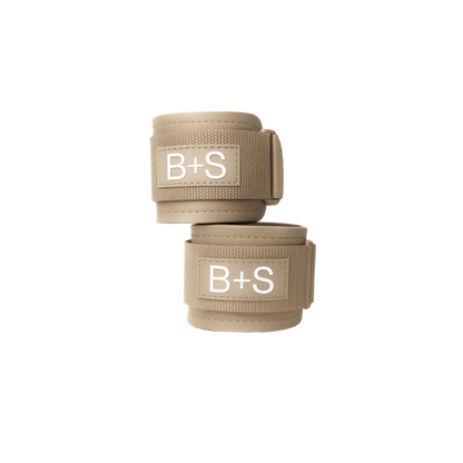 Beige ankle straps, front