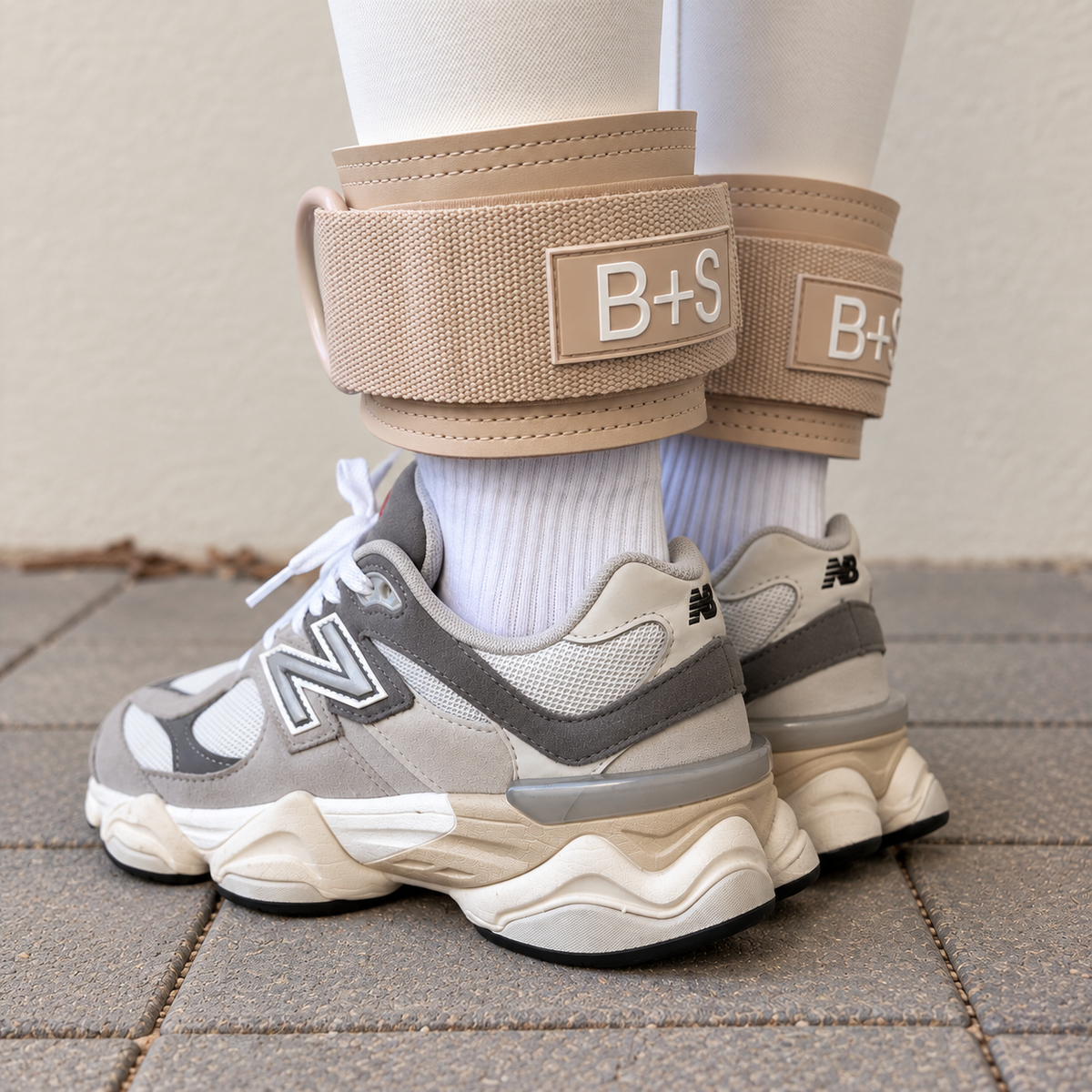 Beige ankle straps