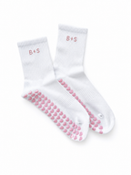 Heart Pilates Grip Socks - Blush Pink/White